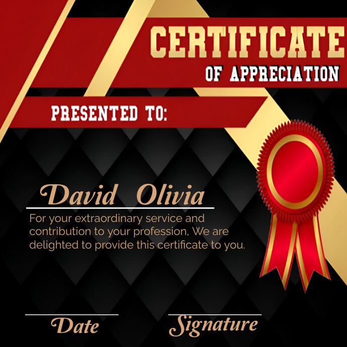 Certificate Of Appreciateion Instagram Post Template | PosterMyWall