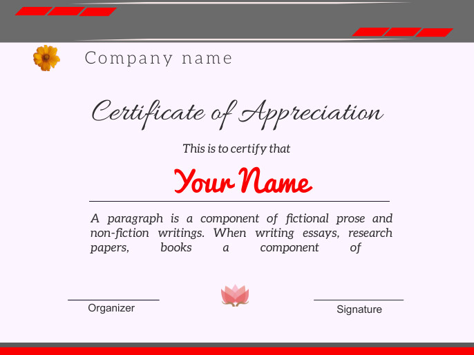 Certificate of appreciation 24 a5 Presentation template
