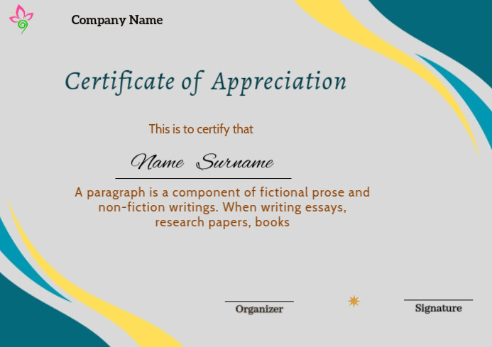 Certificate Of Appreciation A4 25 b Template | PosterMyWall
