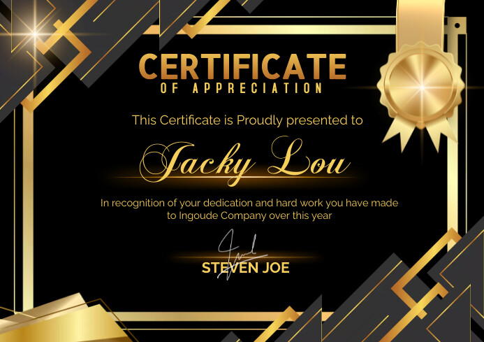 Certificate of appreciation award certificate A4 template