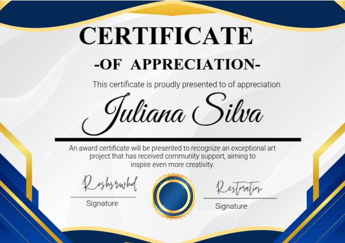 Certificate of appreciation award template A4