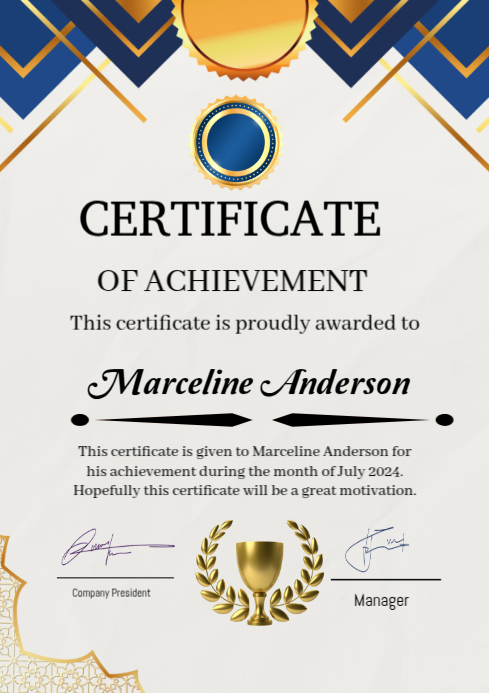 Certificate Of Achievement A4 Template | PosterMyWall
