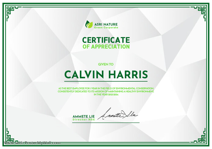 Certificate of Appreciation A4 template