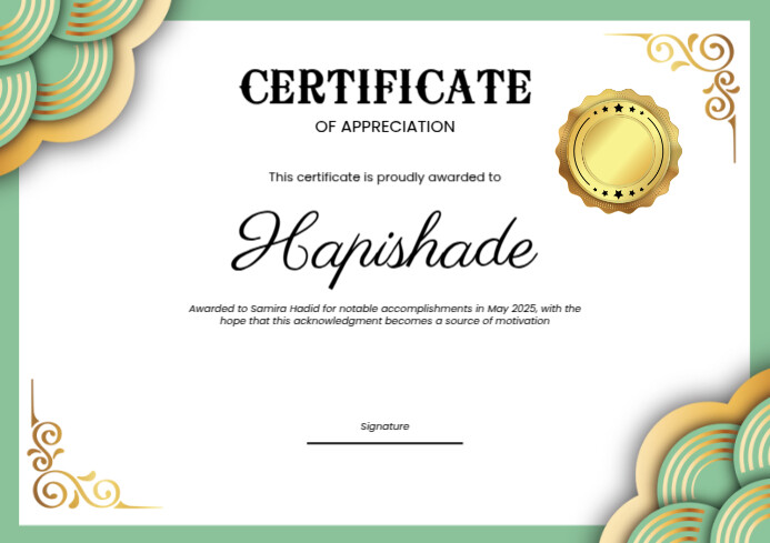 Certificate Of Appreciation A4 template