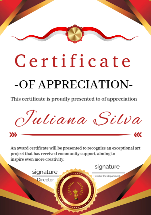 Certificate of appreciation A5 template