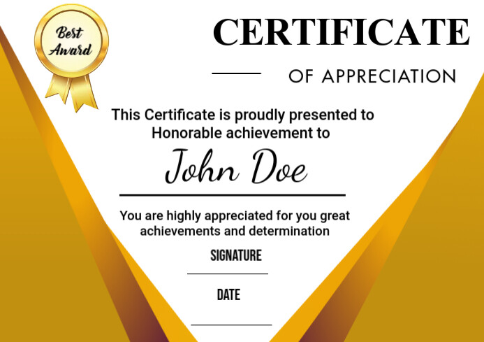 certificate of appreciation A3 template