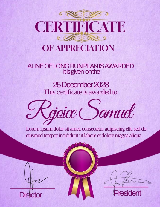 Certificate of Appreciation Folheto (US Letter) template