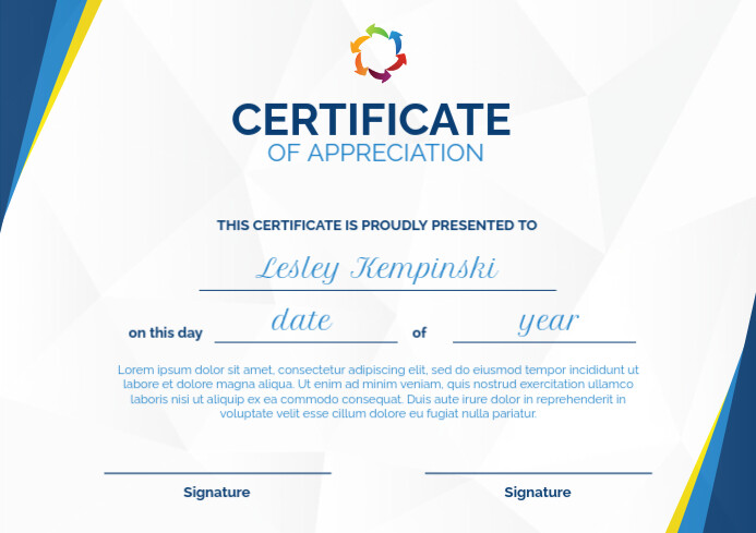 Certificate of appreciation design A4 template