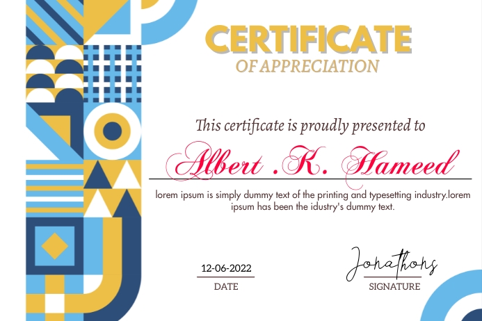 Certificate of appreciation Poster template