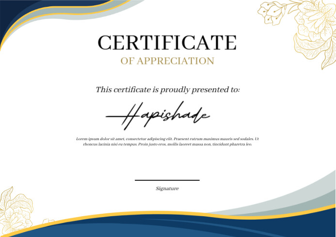certificate of appreciation A4 template