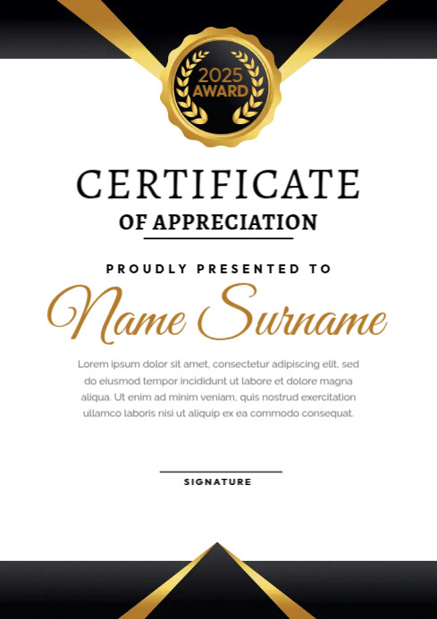 Certificate of Appreciation Portrait Template | PosterMyWall