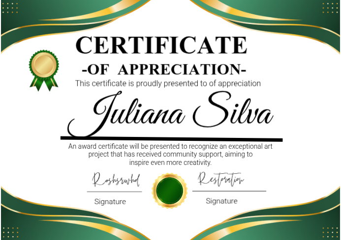 Certificate of appreciation template A4