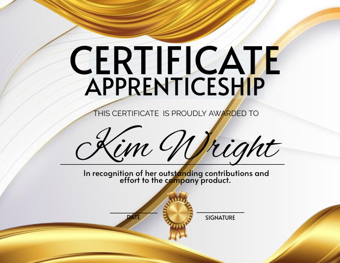 Apprentice Design Certificate Of Apprenticeship Template | PosterMyWall