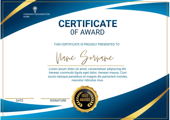 Copy of certificate of award | PosterMyWall