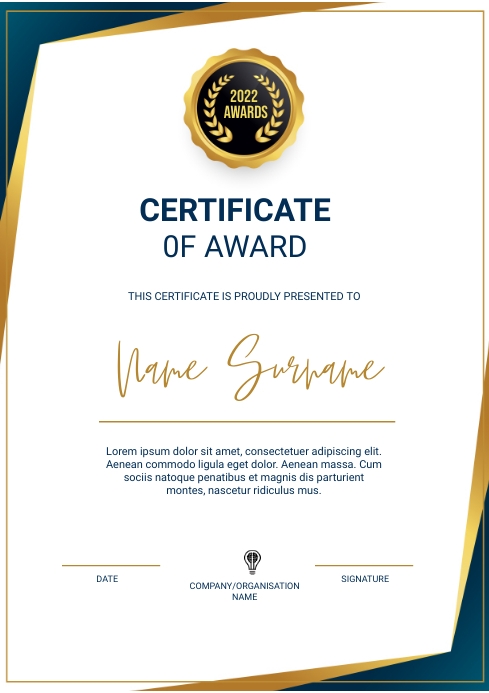 Copy of certificate of award | PosterMyWall