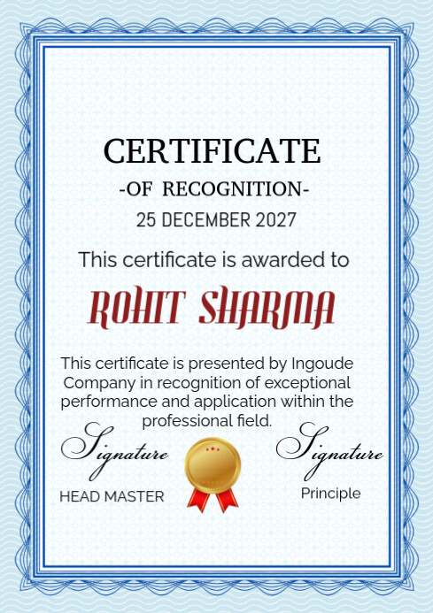 Certificate of award A4 template