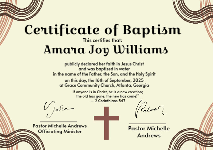 Copy of Certificate of Baptism | PosterMyWall