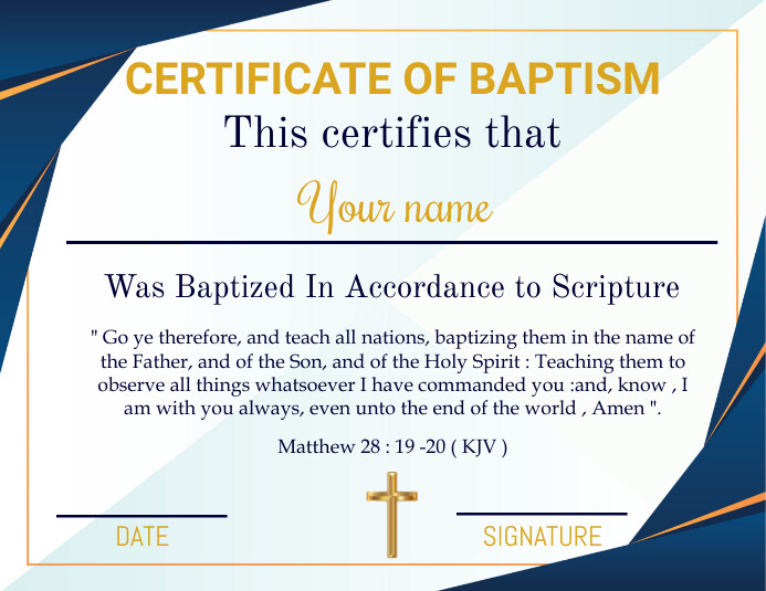 Copy of CERTIFICATE OF BAPTISM PosterMyWall