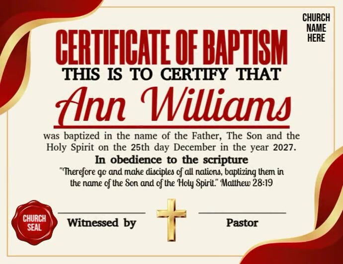 Certificate Of Baptism Flyer (US Letter) template