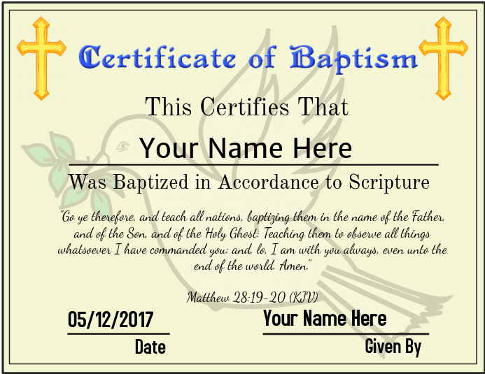 Certificate of Baptism Flyer (US Letter) template