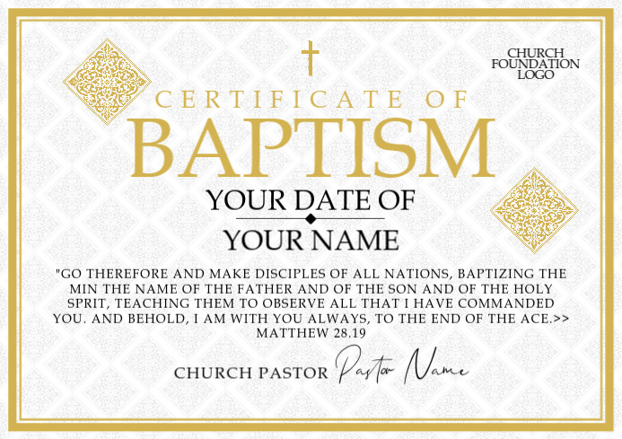 Certificate Of Baptism Template A4