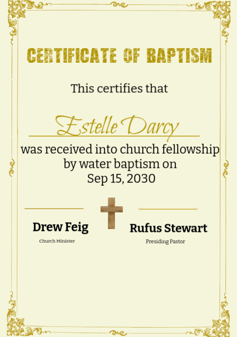 Copy of Certificate of baptism template. | PosterMyWall