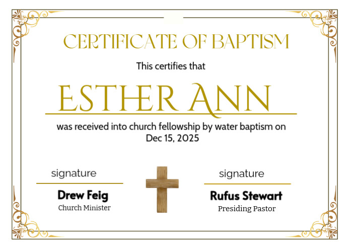 Copy of Certificate of Baptism template. | PosterMyWall