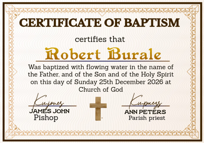 Copy of Certificate of baptism. | PosterMyWall
