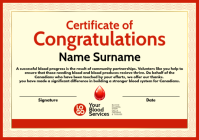 Yellow Blood Donation Certificate A4 Template