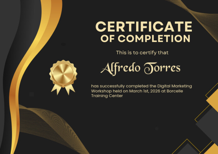 certificate of complation Postcard template
