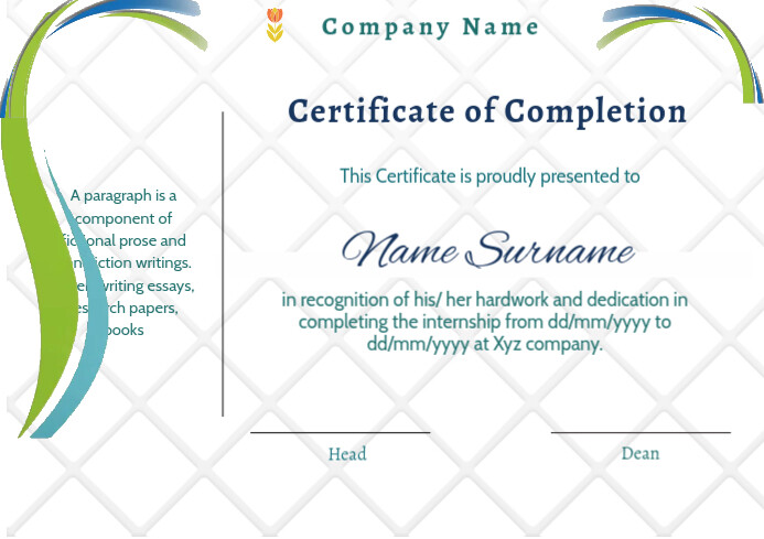 certificate of completion 8 25 d12 A4 template