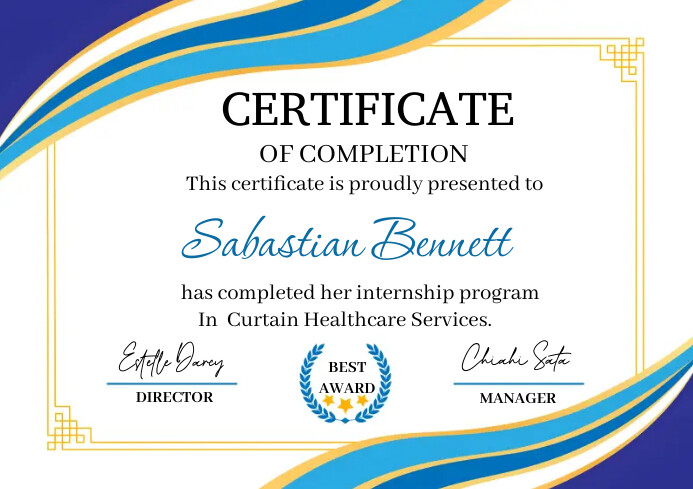 Plantilla de Certificate of completion A4 paper template | PosterMyWall