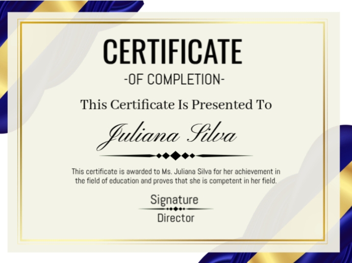 Certificate of completion Presentation template