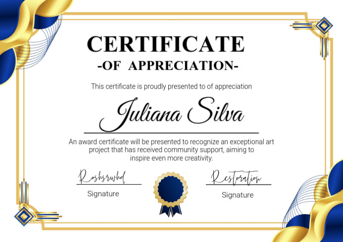 certificate of completion A4 template