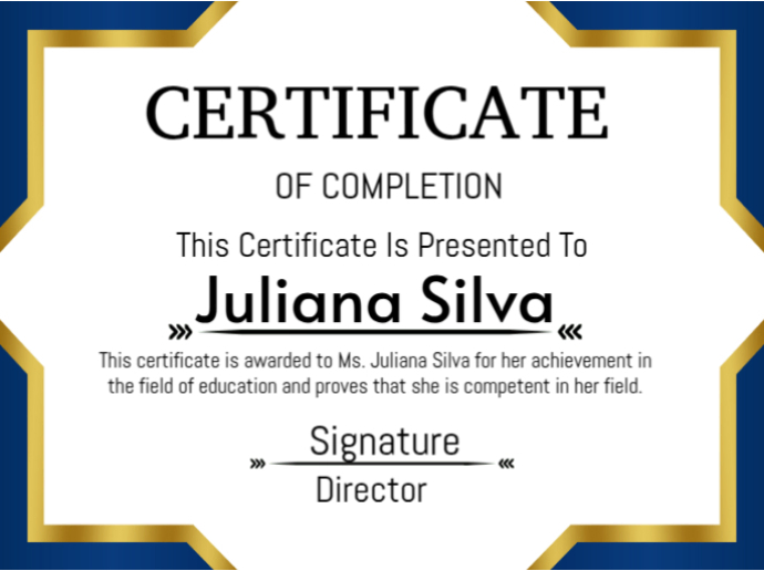 Certificate of completion Isethulo template