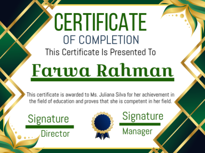 Certificate of completion Presentazione template