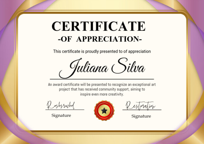 Certificate of completion A4 template