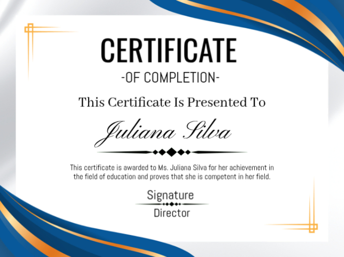 Certificate of completion 演示 template
