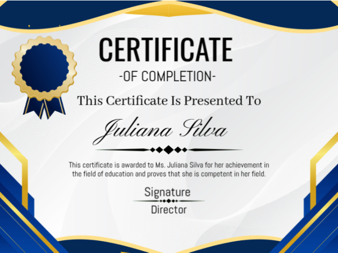 Certificate of completion Presentation template