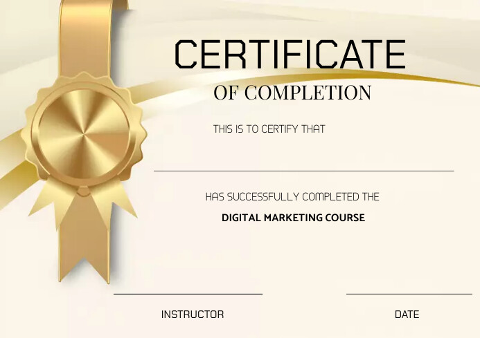 Certificate of completion A4 template