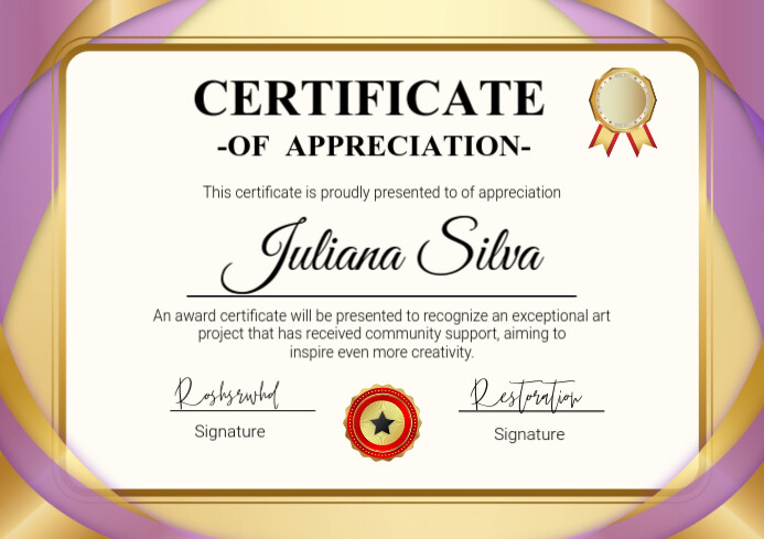 Certificate of completion A4 template