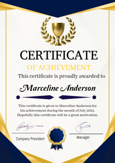 Certificate of completion A4 template