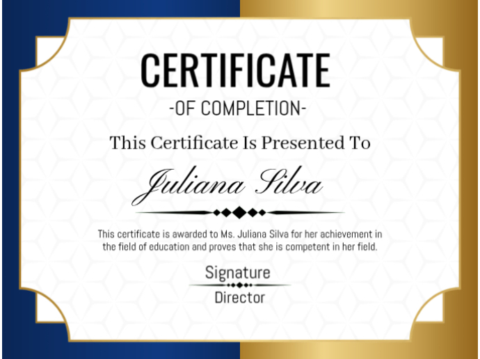 Certificate of completion Presentazione template