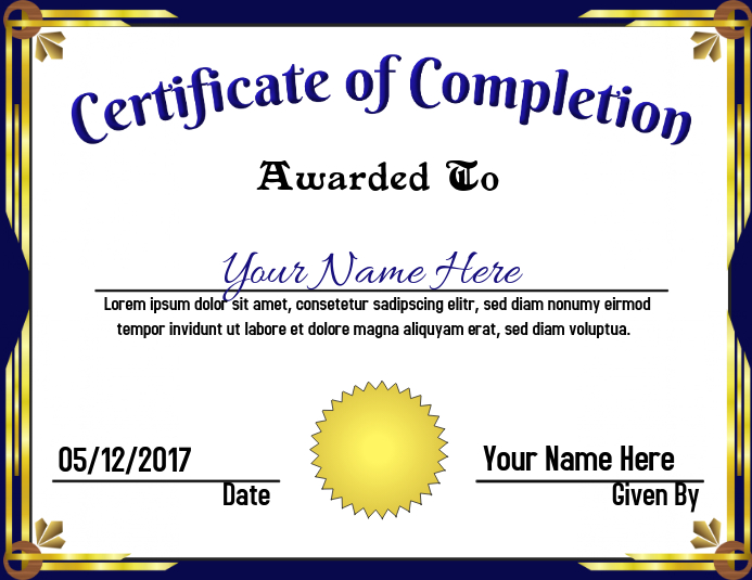 Certificate Of Completion Templates Customize In Seconds