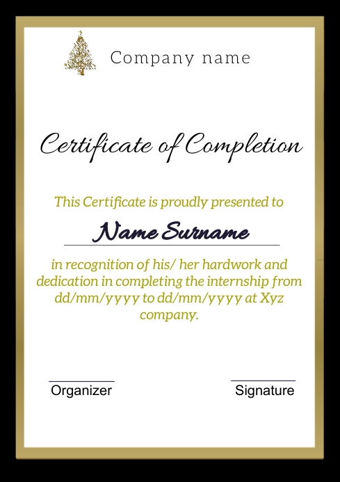 Copy of certificate of completion O 2 | PosterMyWall