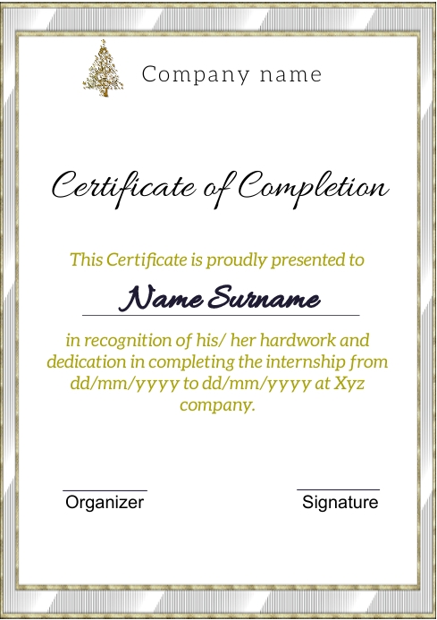 certificate of completion O 3 Template | PosterMyWall