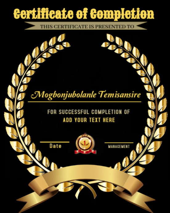 Certificate of completion template design Instagram Portrait