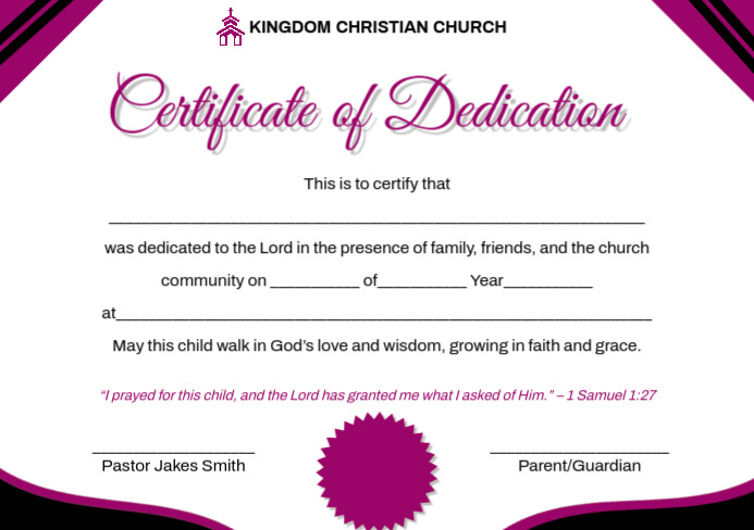 Copy of Certificate of Dedication | PosterMyWall