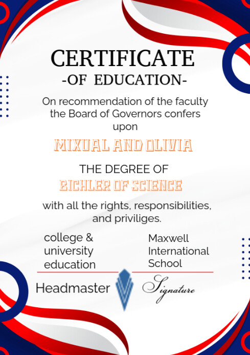 Certificate of eligibility A4 template