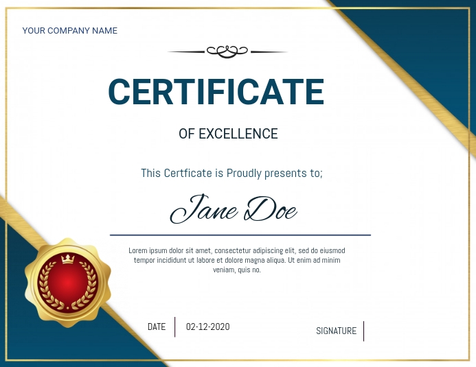 Certificate Of Excellence Template Certificate Of Excellence Template